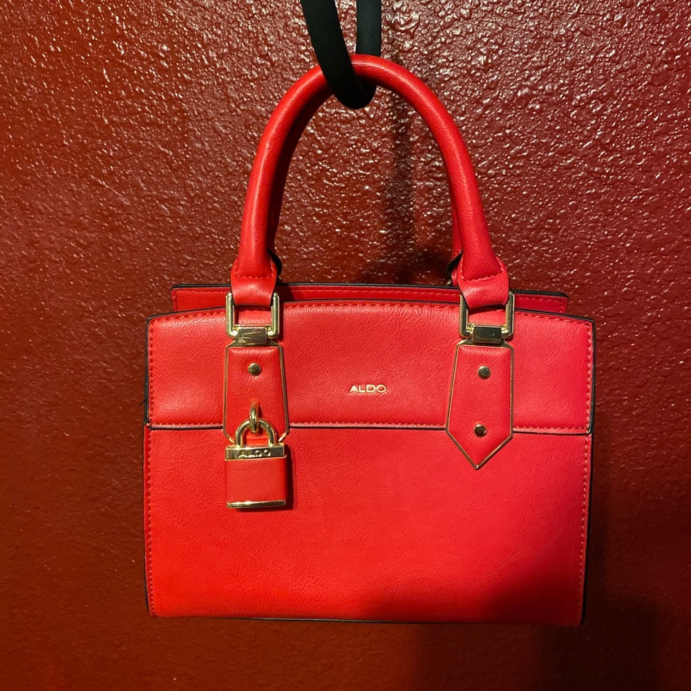 Small red Aldo satchel bag with lock